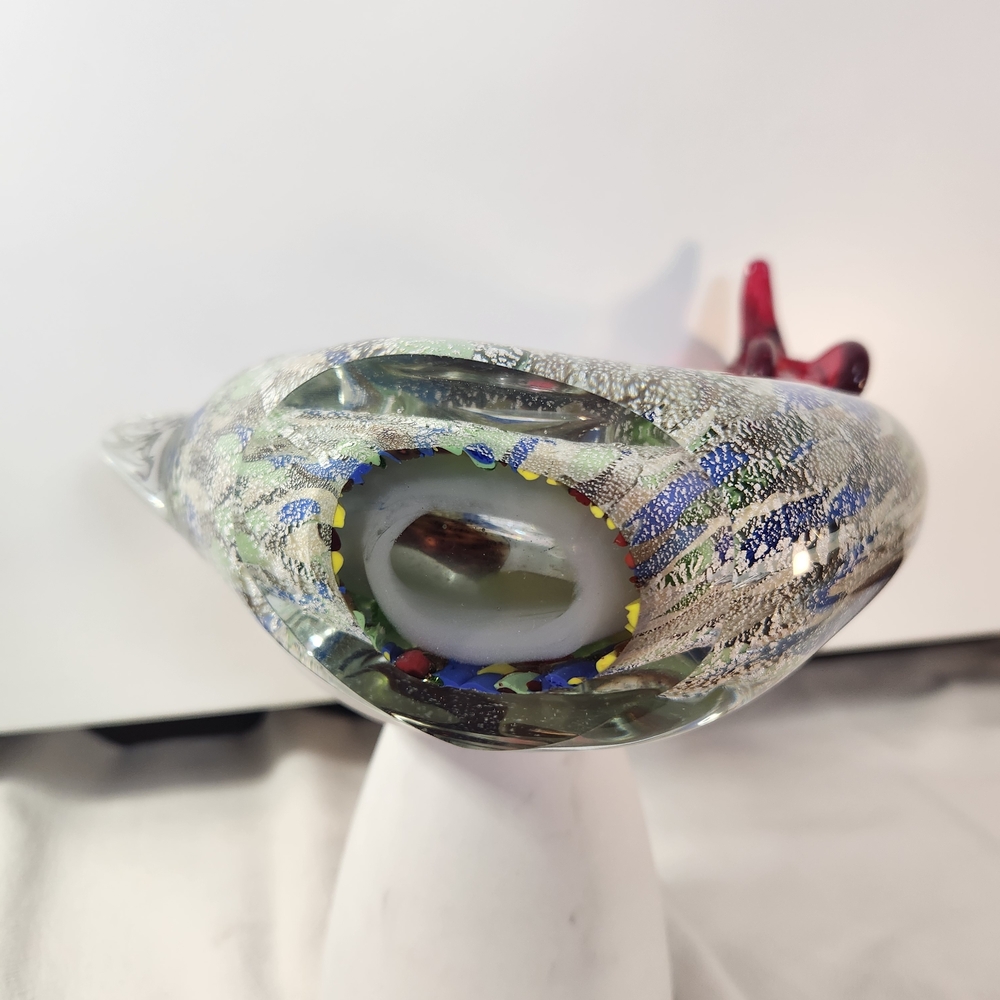 Murano Glass Rooster with Red and Blue Accents - Picture 8 of 8